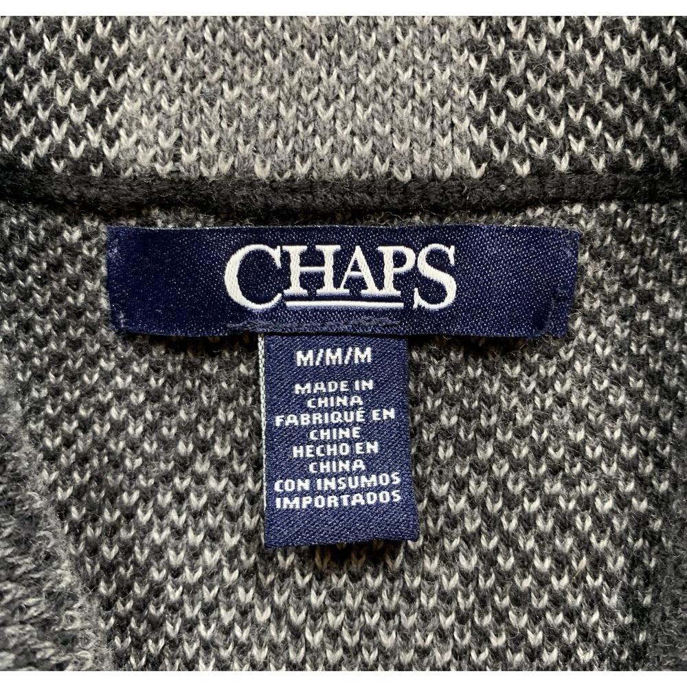 Chaps Sweater Vest Womens Medium Black & Gray Plaid Stretch Knit Full Zip - 304 - Picture 5 of 9